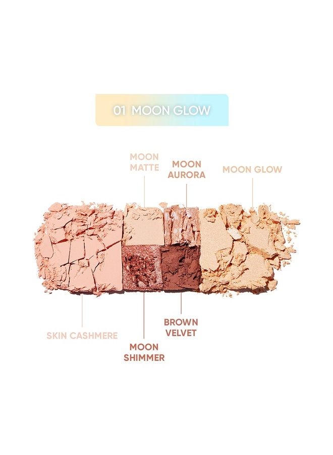 AMUSE Vegan Face All Palette Eyeshadow Blush 3-in-1 Contouring Soft Matt (01 MOON GLOW)