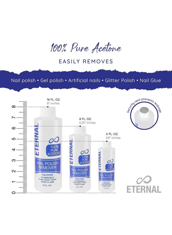 Acetone Nail Polish Remover 100 Percent Pure Acetone With Quick Effect And Ultrapowerful Formula For Removal Of Natural Glue Gel Acrylic Shellac & Artificial Fingernail 16 Fl Oz