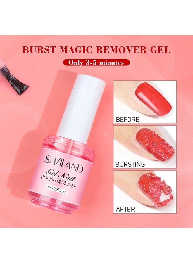 Gel Nail Polish Remover Kit 2*15Ml Gel Nail Polish Remover With Cuticle Oil Strawberry Flavor Remove Gel Polish Quickly & Easily No Need For Soaking Or Wrapping Moisturize & Sooth Cuticle