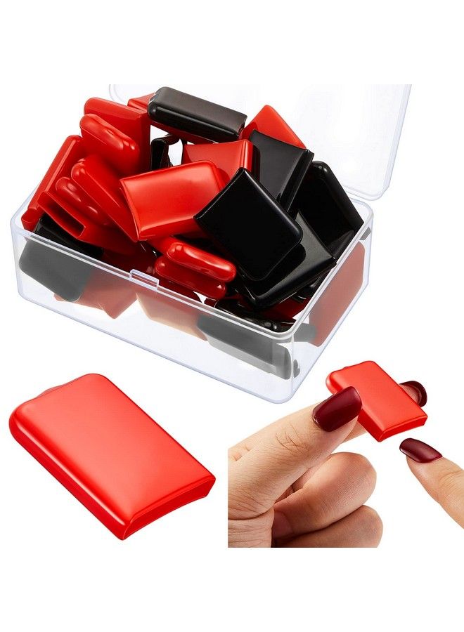 40 Pcs Tanning Finger Tips Uv Protection Nail Polish Protector For Fingers Protect Nails For Tanning Bed Soft Rubber Gel Polish Remover Caps Tips With A Clear Box Red Black