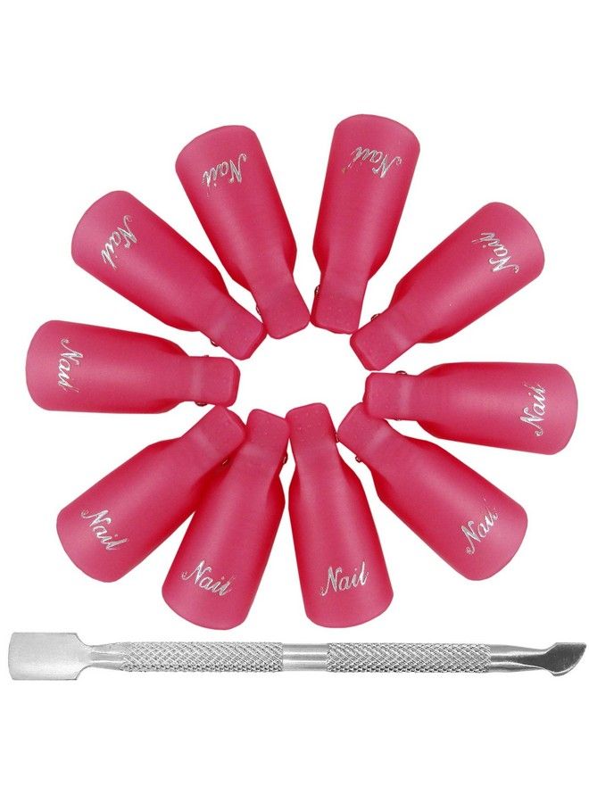 Nail Polish Remover Clips Tools Soak Off Caps Uv Gel Removal Manicure Fingernail Polish Clip Tools With Metal Cuticle Pusher Spoon Remover Pedicure Tool