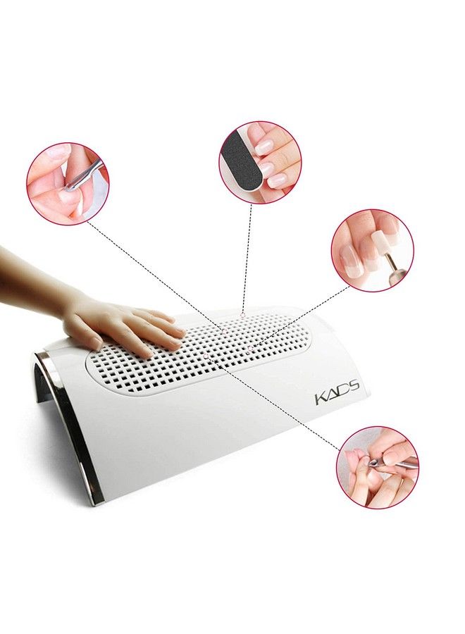 Nail Art Dust Suction Collector 3 Fans Powerful Strong Power Nail Dryer Tool With 2 Dust Collecting Bags (110V Us Plug)