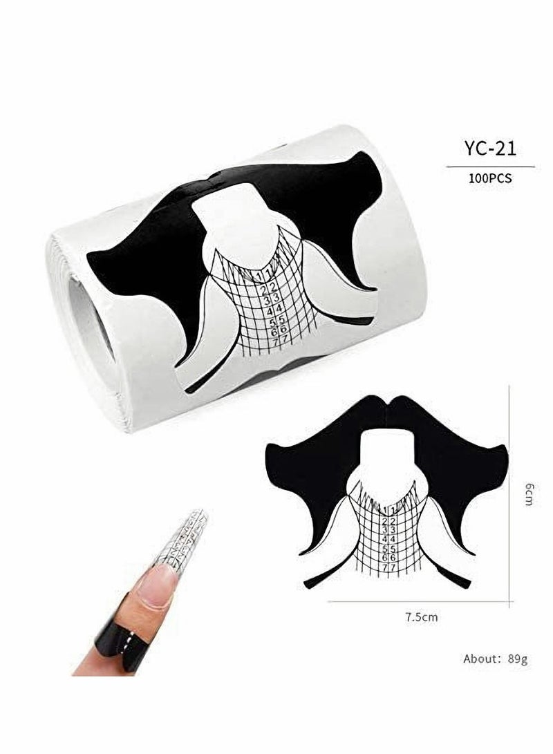 Nail Form Tips, Shape Nail Art Acrylic Extension Nail Forms Stickers Extension Builder Form Stencil Manicure Tool DIY Home Salon Supplies-400 Pcs