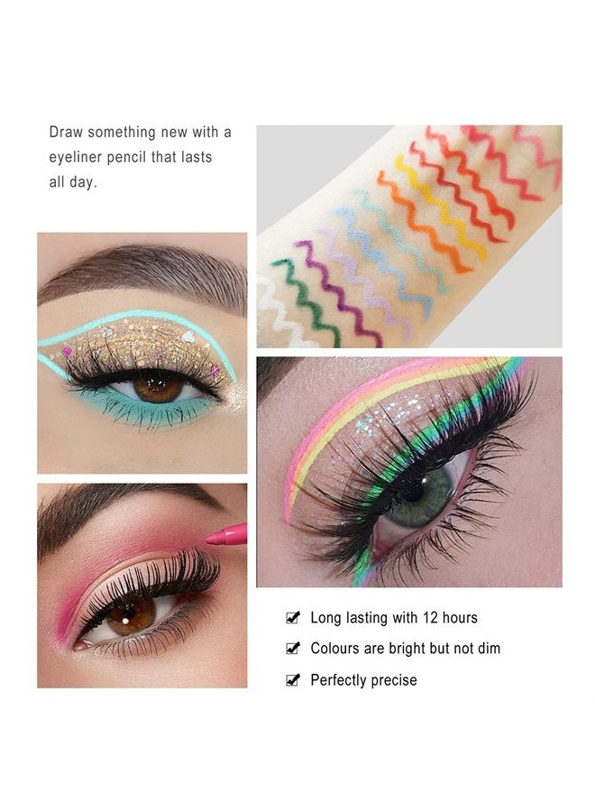 Colored Eyeliner Pencils Set 20 Colors Matte Eye Liner Pencils Colorful Eyeliner Set,Long Lasting Waterproof Color Eyeliner Retractable Eye Makeup Liners and Shadow Pencil Makeup Gift fo