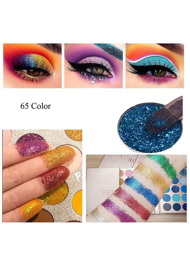 65 Colors Professional Eyeshadow Palette ，Highly Pigmented Glitter Metallic Shimmer Matte Makeup Palettes Ultra Blendable Nude Bright color Natural board Make Up Palletes（Rose Gold）