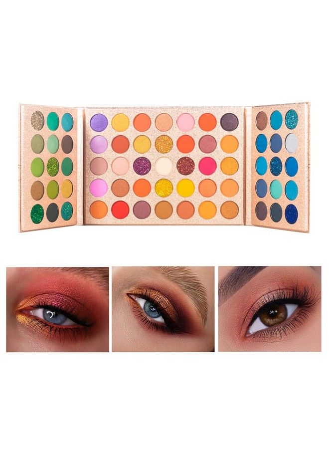 65 Colors Professional Eyeshadow Palette ，Highly Pigmented Glitter Metallic Shimmer Matte Makeup Palettes Ultra Blendable Nude Bright color Natural board Make Up Palletes（Rose Gold）