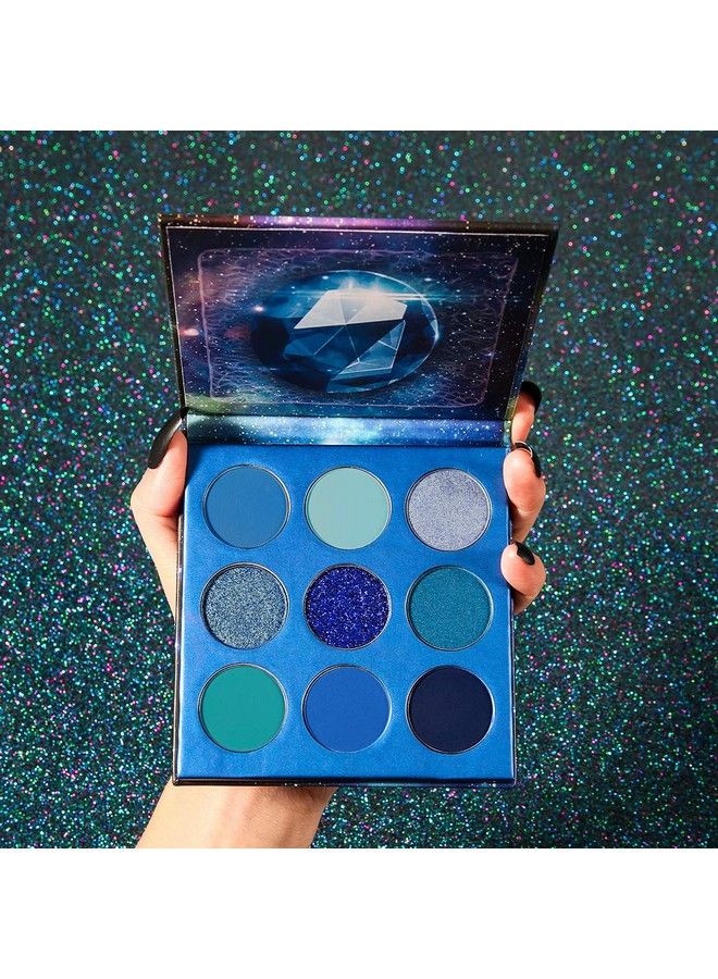 Eyeshadow Palette 9 Colors Gemstone Shadow Palette Highly Pigmented Mattes Shimmers Naked Smokey Glitter Cream Colorful Powder Blendable Long Lasting Waterproof Makeup PaletteBlue