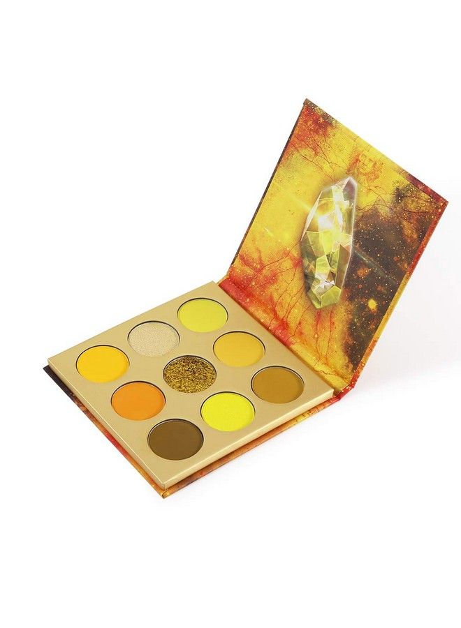 Eyeshadow Palette 9 Colors Gemstone Shadow Palette Highly Pigmented Mattes Shimmers Naked Smokey Glitter Cream Colorful Powder Blendable Long Lasting Waterproof Makeup PaletteYellow