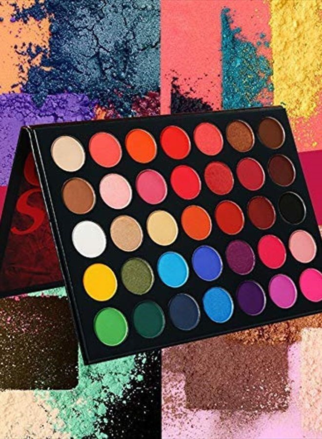 35 Color Studio Eyeshadow Palette for Halloween Makeup, Pop Makeup Inner Artist Matte Shimmer Luminous Velvet Texture Pressed Colors Powder Creamy Eye Shadow Blendable Natural Makeup Palette