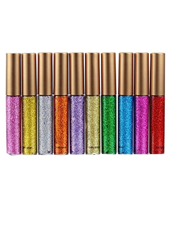 10-Piece Metallic Shimmer Glitter Eyeshadow Set Multicolour
