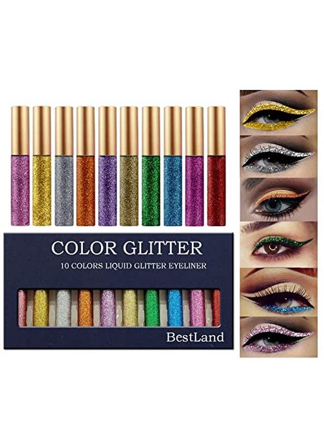 10 Colors Liquid Glitter Eyeliner Metallic Shimmer Glitter Eyeshadow Pigment Eyebrown Shimmer Waterproof Face Lips Art For Party Festival Makeup