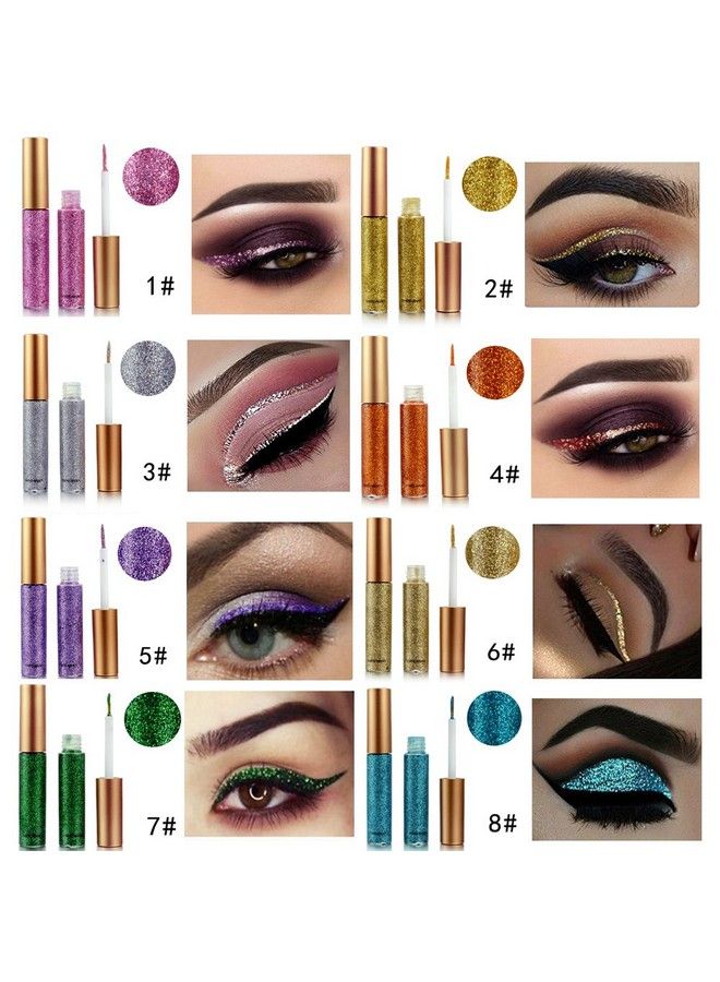 10 Colors Liquid Glitter Eyeliner Metallic Shimmer Glitter Eyeshadow Pigment Eyebrown Shimmer Waterproof Face Lips Art For Party Festival Makeup