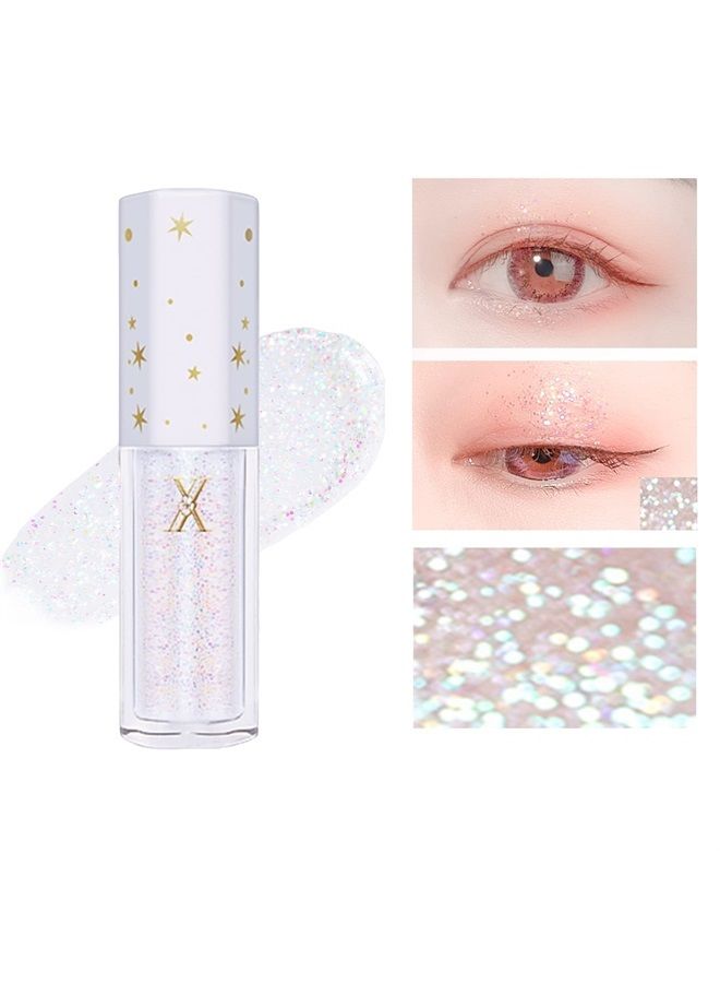 Liquid Glitter Eyeshadow, Pigmented, Long Lasting, Quick Drying, Easy to Apply, Loose Glitter Glue for Eye Crystals Makeup（4.2g 01 Biger Update