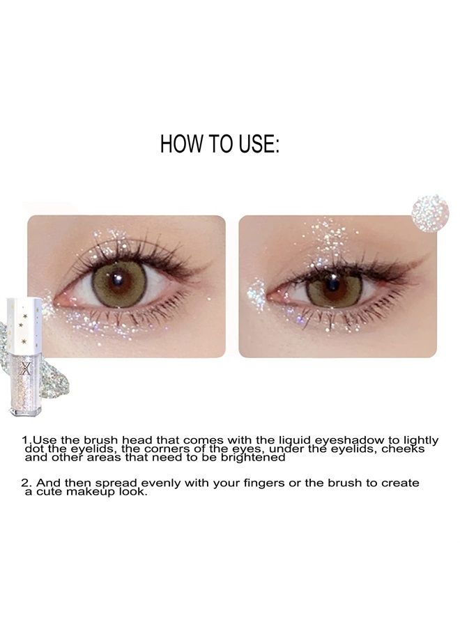 Liquid Glitter Eyeshadow, Pigmented, Long Lasting, Quick Drying, Easy to Apply, Loose Glitter Glue for Eye Crystals Makeup（4.2g 01 Biger Update