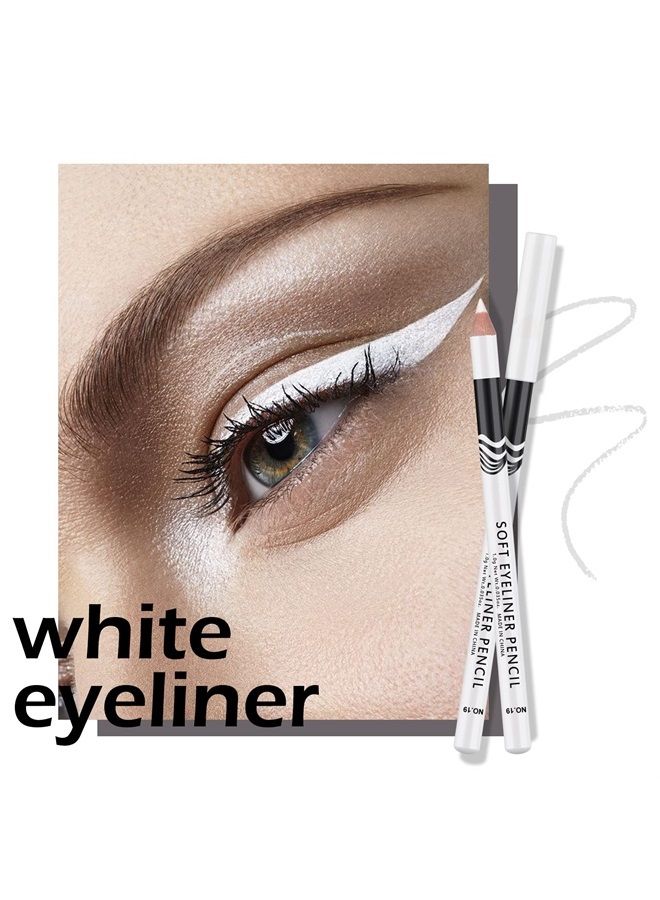 12 Packs Professional Highlighter Eye Liner Pen, Soft Strokes Easy to Color Eyeshadow Pencil, Waterproof, Long lasting, White Eyeliner Pencil Makeup
