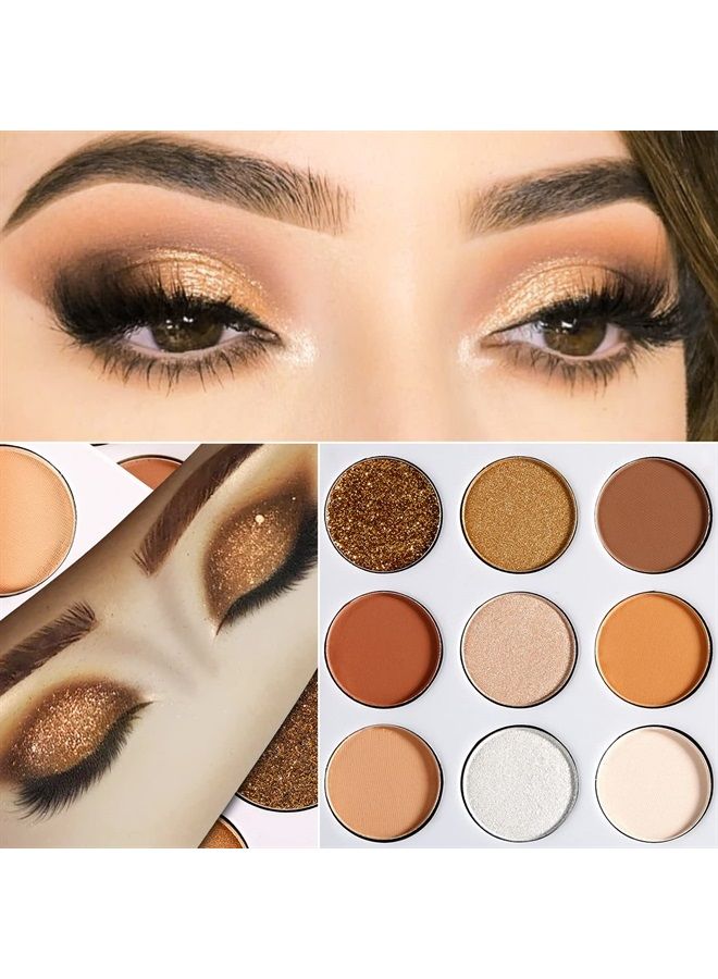 Brown Eyeshadow Palette Nude Natural Matte Shimmer Glitter 9 Colors,Highly Pigmented Waterproof Warm Eye Shadows Pallet, Naked Earth Tones Makeup Palettes, Easy to Blend for Beginners…