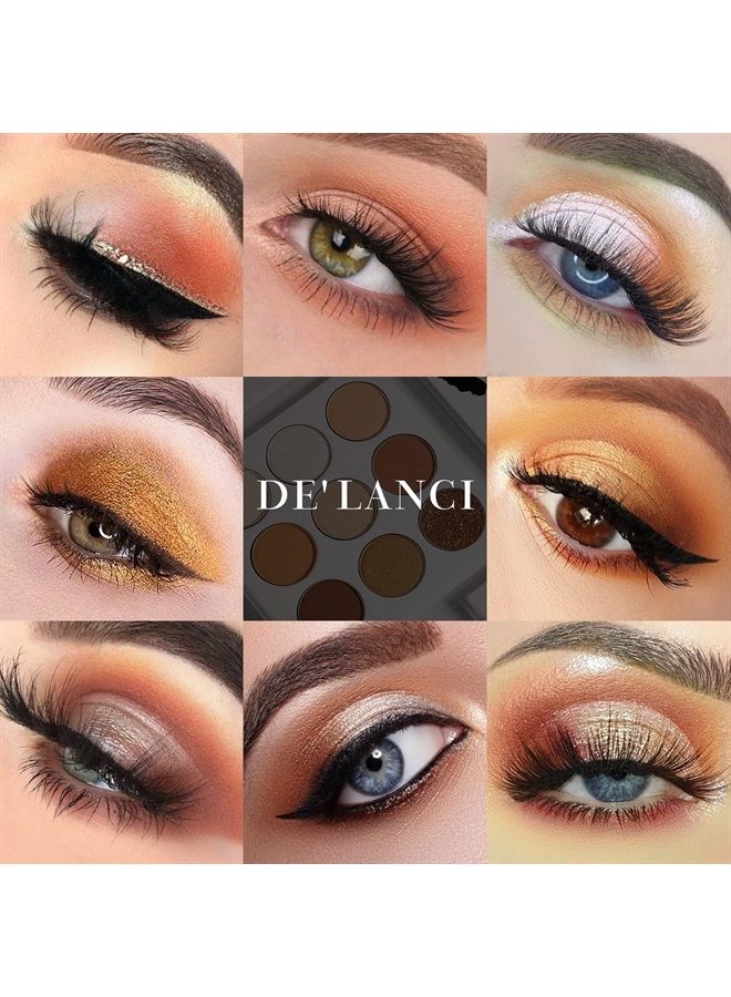 Brown Eyeshadow Palette Nude Natural Matte Shimmer Glitter 9 Colors,Highly Pigmented Waterproof Warm Eye Shadows Pallet, Naked Earth Tones Makeup Palettes, Easy to Blend for Beginners…