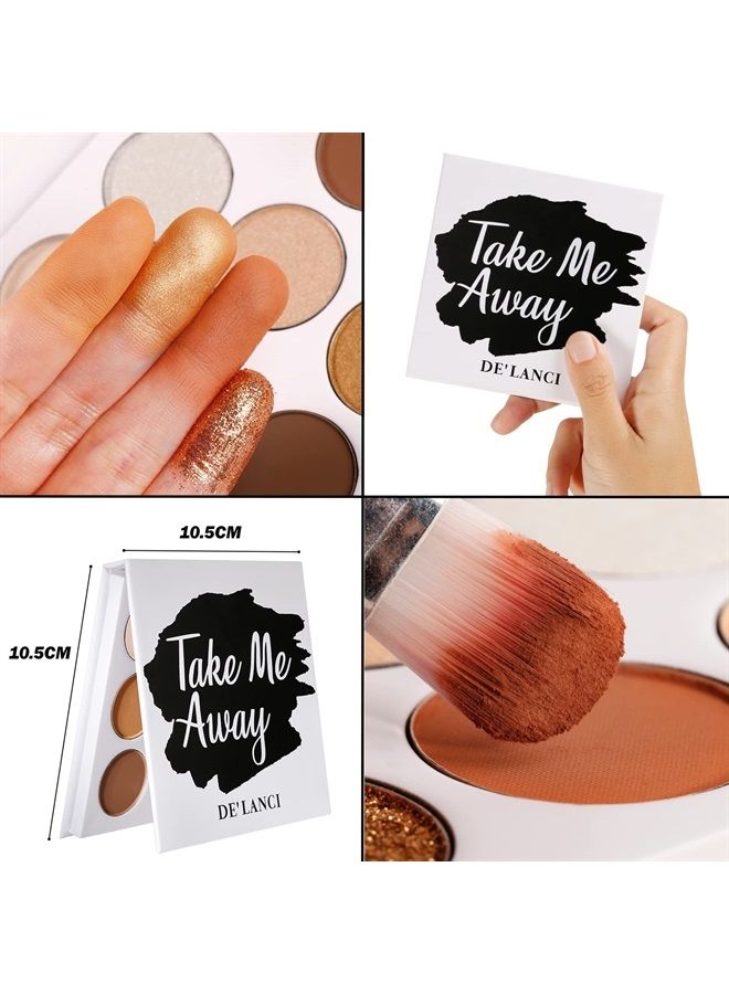 Brown Eyeshadow Palette Nude Natural Matte Shimmer Glitter 9 Colors,Highly Pigmented Waterproof Warm Eye Shadows Pallet, Naked Earth Tones Makeup Palettes, Easy to Blend for Beginners…