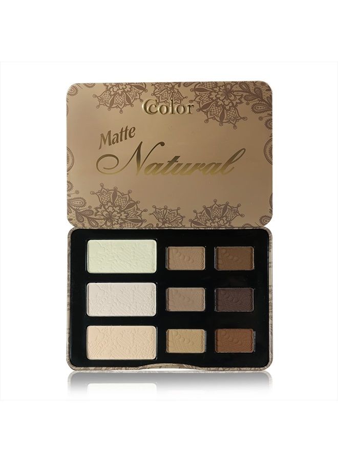 Cosmetics - Matte Natural, 9-Color Eyeshadow Palette Matte Finish, Highly Pigmented Eye Shadow Makeup, Long-Wearing Eye Palette, Eye Makeup Kit with Easy-to-Blend Neutral Shades