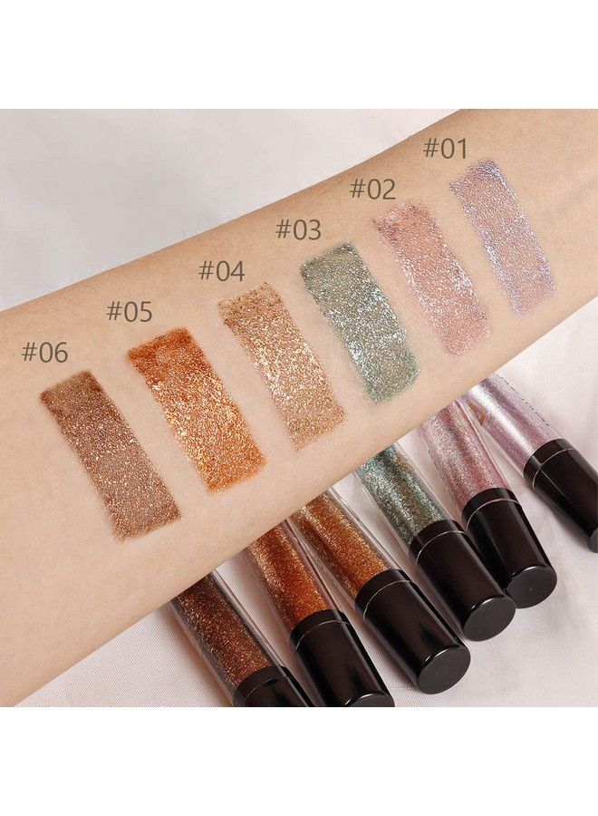 6 Pcs Purple Green Liquid Glitter Eyeshadow Makeup KitSilver Gold Colorful Liquid Glitter Eyeliner Shimmer Eye Makeup PaletteLongwearing QuickDrying sombras liquidas brillantes para ojos