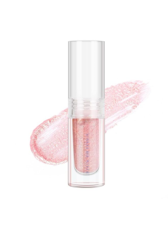 Liquid Glitter Eyeshadow, Pigmented, Long Lasting, Quick Drying, Easy to Apply, Loose Glitter Glue for Eye Crystals Makeup (Holographic Pink Gold Shimmer Peal 02)