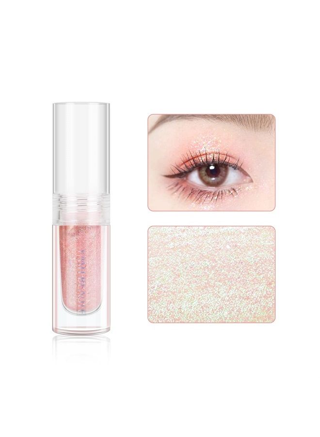 Liquid Glitter Eyeshadow, Pigmented, Long Lasting, Quick Drying, Easy to Apply, Loose Glitter Glue for Eye Crystals Makeup (Holographic Pink Gold Shimmer Peal 02)