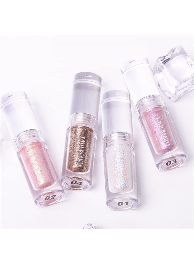 Liquid Glitter Eyeshadow, Pigmented, Long Lasting, Quick Drying, Easy to Apply, Loose Glitter Glue for Eye Crystals Makeup (Holographic Pink Gold Shimmer Peal 02)