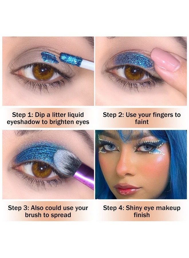 Blue Liquid Glitter Eyeshadow for Women With Smooth Moisturizing Formula Liquid Eyeliner Shimmer Eye Makeup Easy to Remove Vegan & CrueltyFree019 oz (10)