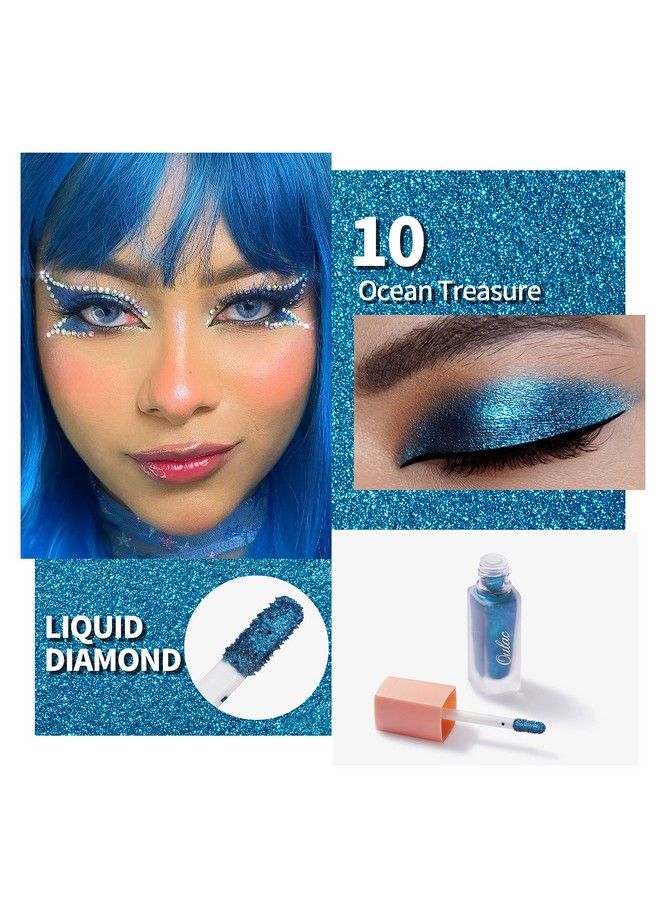 Blue Liquid Glitter Eyeshadow for Women With Smooth Moisturizing Formula Liquid Eyeliner Shimmer Eye Makeup Easy to Remove Vegan & CrueltyFree019 oz (10)