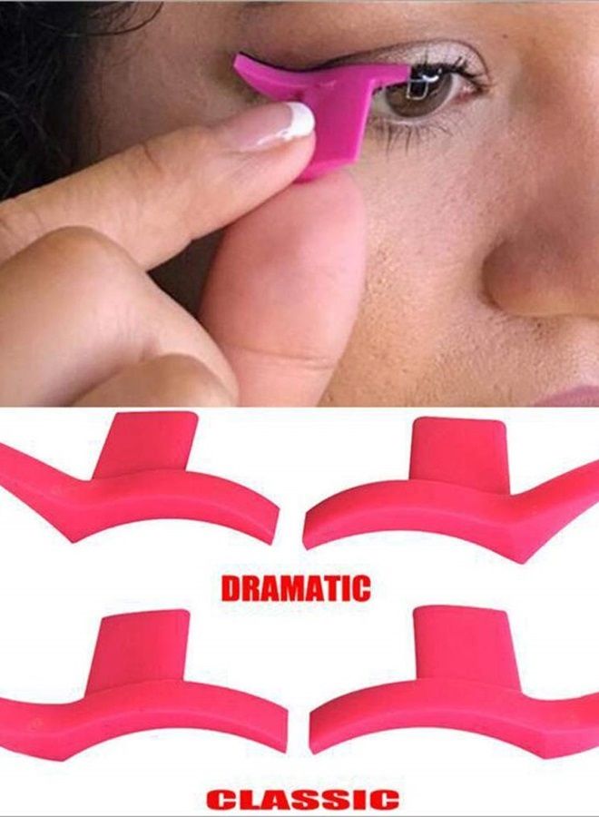 4Pairs of (classic style and dramatic syle) Silicon Wing Eyeliner Stamp Eyeshadow Stencil Models Wing Style Eye Liner Stamp Makeup Template Shaper Beauty Tool Accessories