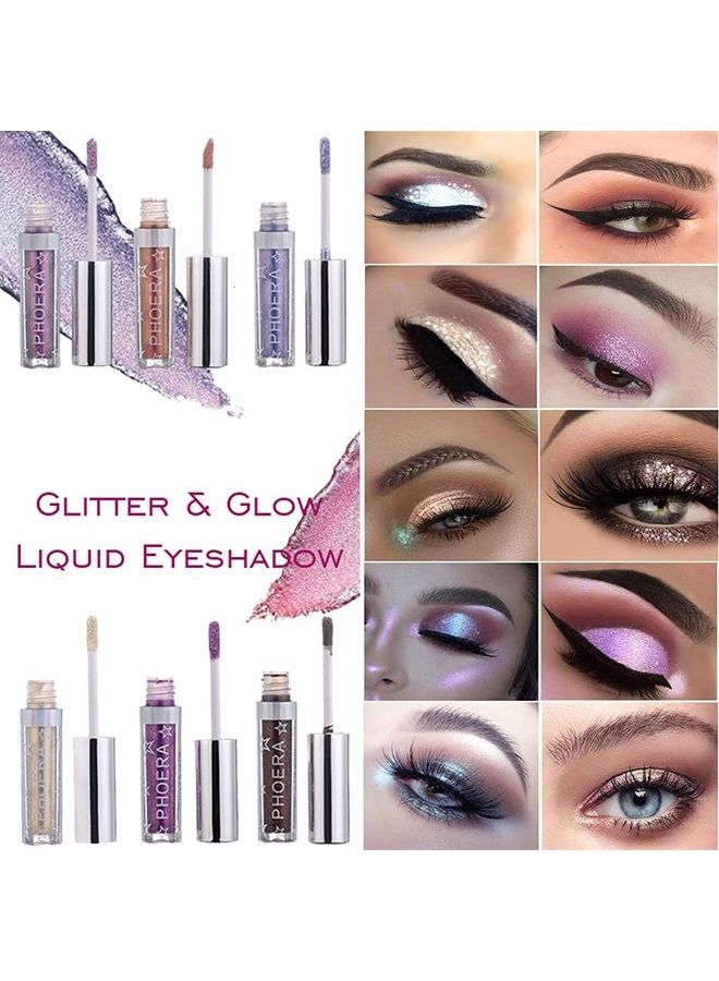 Glitter Eyeshadow，Makeup For Eyes Liquid Shimmer Sparkle Glow Light Colors Pencil Stick Shiny Long Lasting Waterproof Shining Eye Shadow Sets Metallic Pigments Metals Gloss Sparkling Pen Kit (A101)