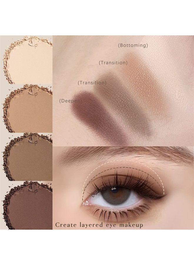 4 in 1 Color Matte Eyeshadow Palette High Pigmented Natural Nude Eyeshadow Makeup Palette Long Lasting Eyeshadow Palette with Eyeshadow Brush