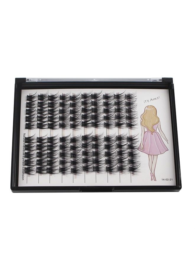 100 Clusters/box Home Eyelash Extension Thick Segmented 3D Effect Glue Bonded Individual Eyelash Extension Eyelashes Bunches Professional Makeup False Eyelashes (10MM)