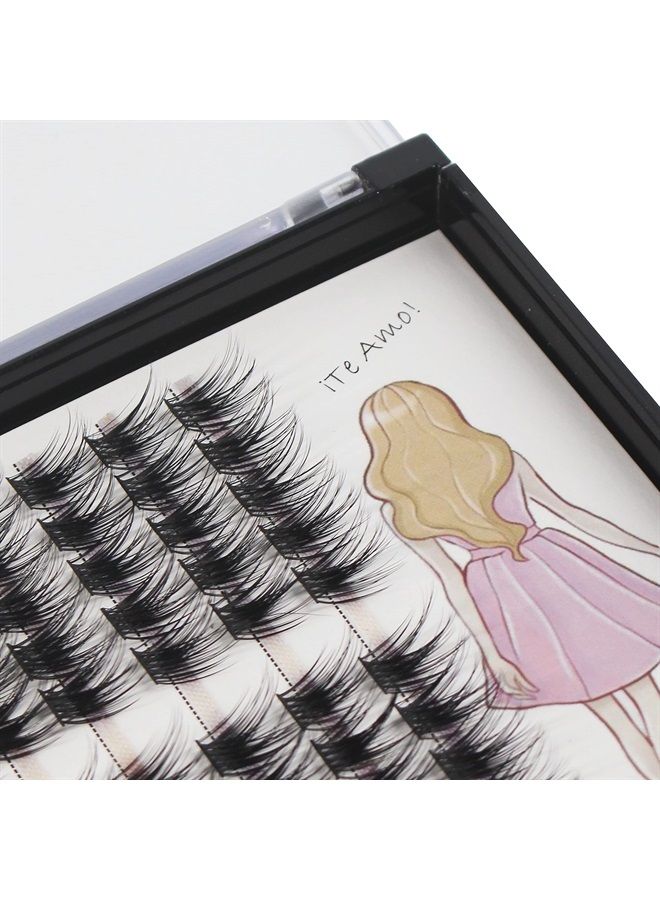 100 Clusters/box Home Eyelash Extension Thick Segmented 3D Effect Glue Bonded Individual Eyelash Extension Eyelashes Bunches Professional Makeup False Eyelashes (10MM)