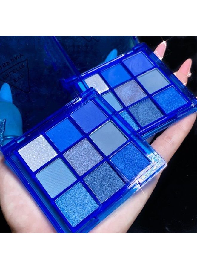 Blue Eyeshadow Palette Glitter Eye shadow Makeup,Navy Blue Eyeshadow Shiny Sparkle Shimmer Glitter blue Eyeshadow Waterproof Pallete,royal blue Glitter Blue Eye Eyeshadow Make Up(E)