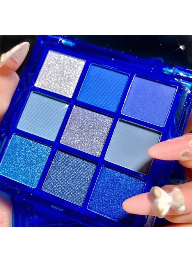 Blue Eyeshadow Palette Glitter Eye shadow Makeup,Navy Blue Eyeshadow Shiny Sparkle Shimmer Glitter blue Eyeshadow Waterproof Pallete,royal blue Glitter Blue Eye Eyeshadow Make Up(E)