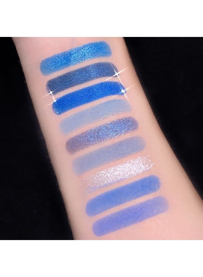 Blue Eyeshadow Palette Glitter Eye shadow Makeup,Navy Blue Eyeshadow Shiny Sparkle Shimmer Glitter blue Eyeshadow Waterproof Pallete,royal blue Glitter Blue Eye Eyeshadow Make Up(E)