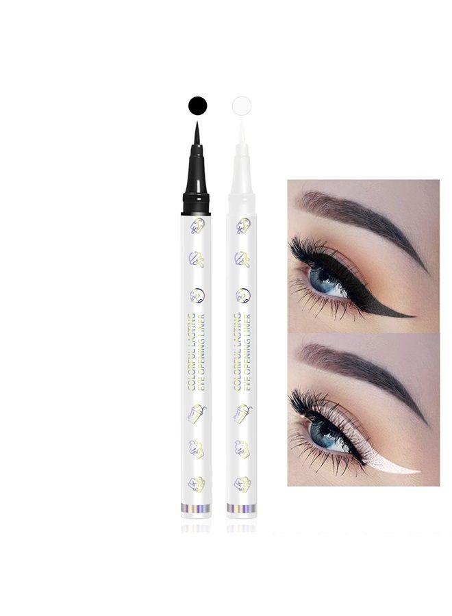 White Eyeliner & Black Eyeliner Set, Waterproof Liquid Eyeliner Quick Drying Long-lasting Eye Liners for Women Makeup Tool Easy To Use Eyeliner Liquid Set