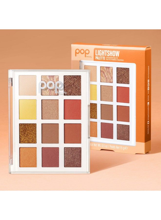 POPBEAUTY Lightshow Palette Fire Fit : Multi Texture Eyeshadow Palette : 12 Shades Intense Pigment Eye Colour : 05 Oz