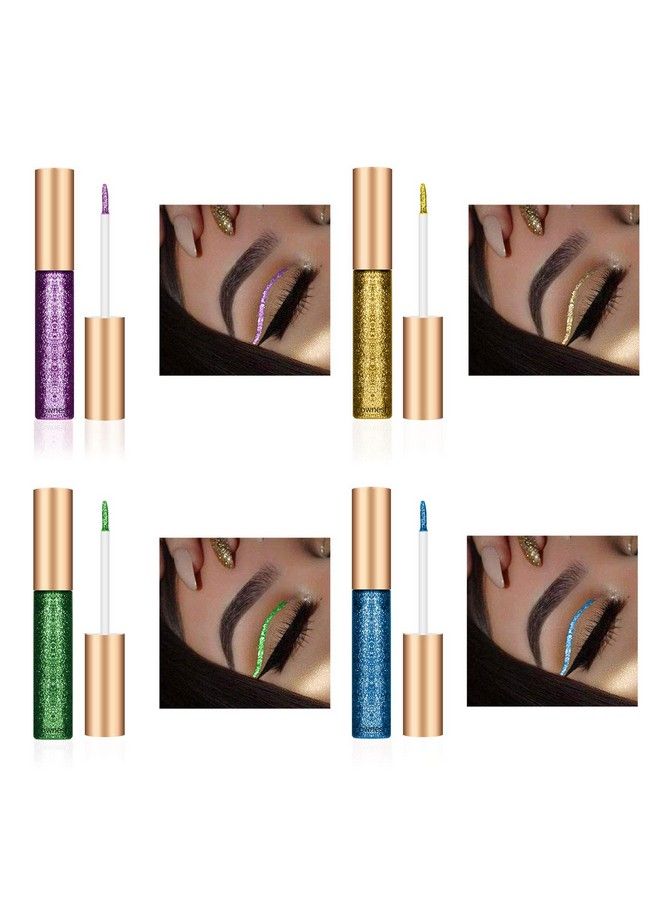 10 Colors Liquid Glitter Eyeliner Metallic Shimmer Glitter Eyeshadow Long Lasting Waterproof Shimmer Sparkling Eyeliner Eye Shadow10pcs