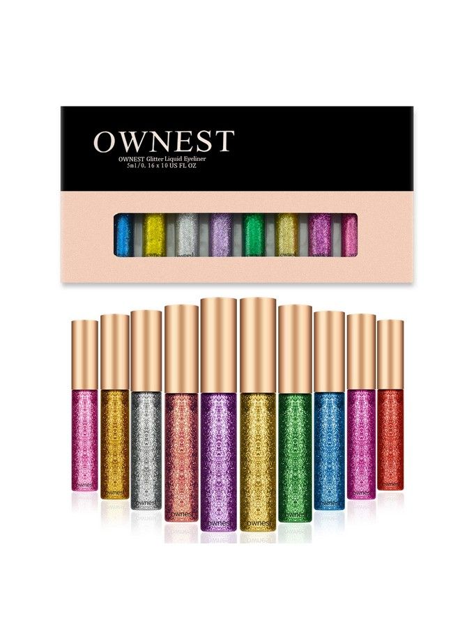 10 Colors Liquid Glitter Eyeliner Metallic Shimmer Glitter Eyeshadow Long Lasting Waterproof Shimmer Sparkling Eyeliner Eye Shadow10pcs