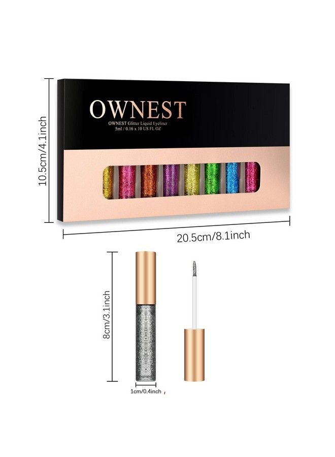 10 Colors Liquid Glitter Eyeliner Metallic Shimmer Glitter Eyeshadow Long Lasting Waterproof Shimmer Sparkling Eyeliner Eye Shadow10pcs