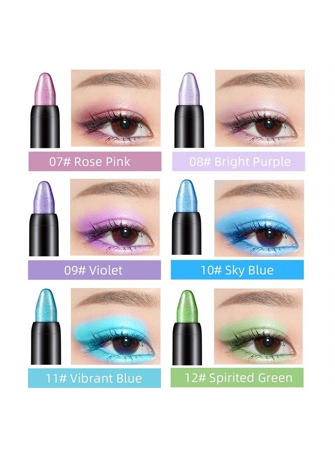 15 Colors Glitter Eyeshadow Stick Colorful Set, Shimmer Glitter Pearl Cream Eye-Shadow Stick Eyeshadow Crayon, Shiny Colored Sticks Eyeshadow Pen Eye Makeup, Long Lasting Smooth Eye shadow Stick