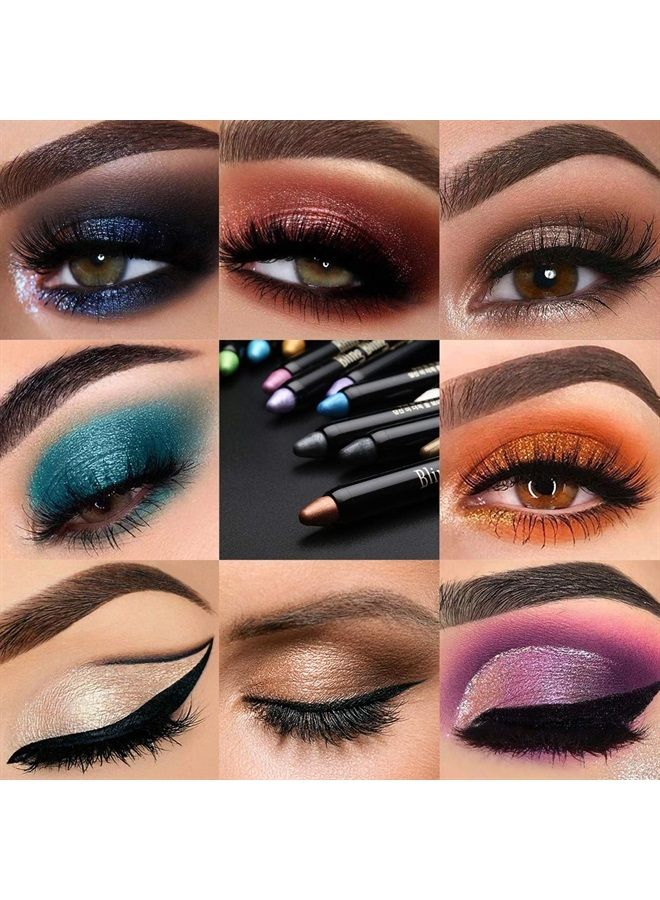 15 Colors Glitter Eyeshadow Stick Colorful Set, Shimmer Glitter Pearl Cream Eye-Shadow Stick Eyeshadow Crayon, Shiny Colored Sticks Eyeshadow Pen Eye Makeup, Long Lasting Smooth Eye shadow Stick