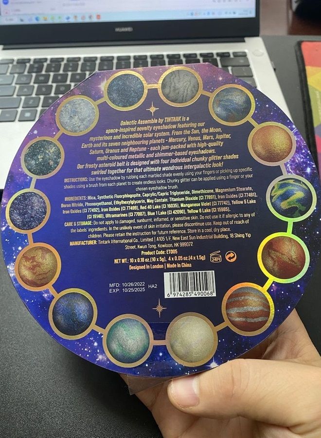 Galactic Assemble Eyeshadow Palette 14 Colors Metallic Shimmer Glitter Eye Shadow Pallet Highly Pigmented Galaxy Eye Makeup Palette Create Space-like Eye Looks Vegan & Talc Free