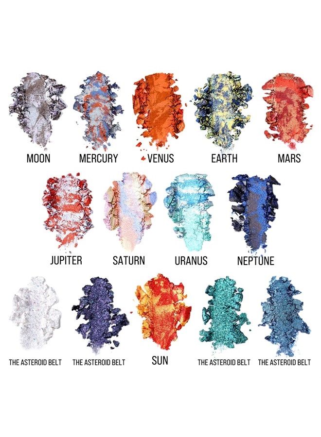 Galactic Assemble Eyeshadow Palette 14 Colors Metallic Shimmer Glitter Eye Shadow Pallet Highly Pigmented Galaxy Eye Makeup Palette Create Space-like Eye Looks Vegan & Talc Free