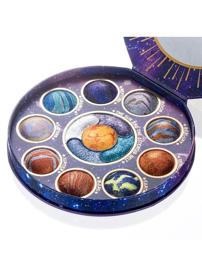 Galactic Assemble Eyeshadow Palette 14 Colors Metallic Shimmer Glitter Eye Shadow Pallet Highly Pigmented Galaxy Eye Makeup Palette Create Space-like Eye Looks Vegan & Talc Free