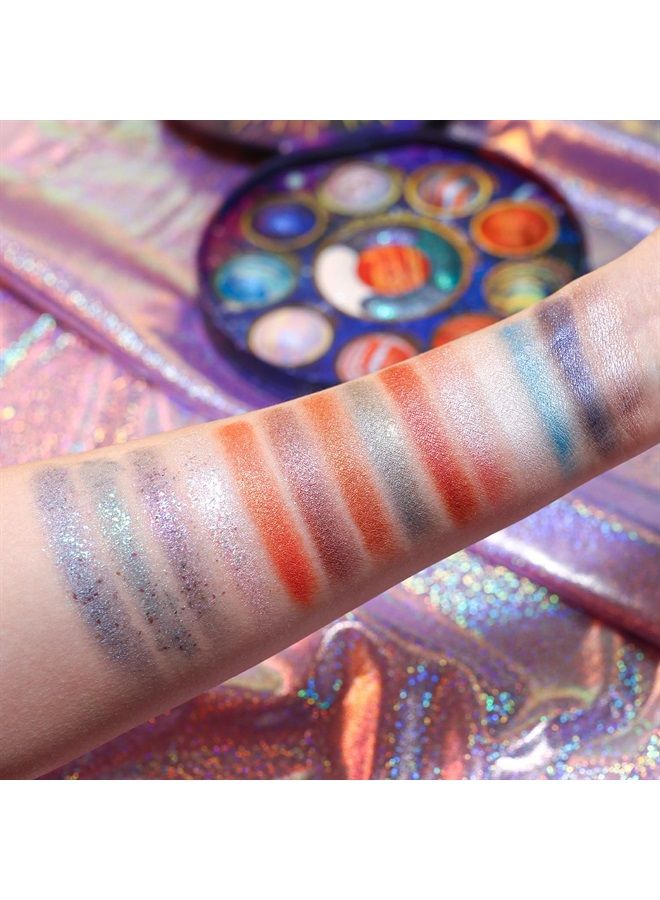 Galactic Assemble Eyeshadow Palette 14 Colors Metallic Shimmer Glitter Eye Shadow Pallet Highly Pigmented Galaxy Eye Makeup Palette Create Space-like Eye Looks Vegan & Talc Free