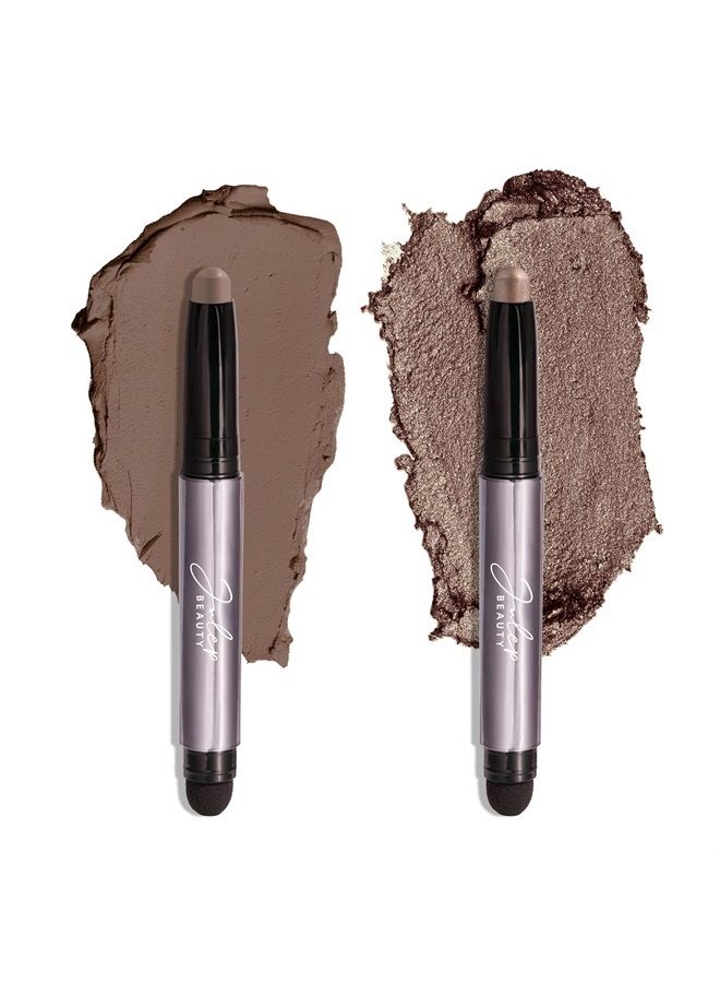 Eyeshadow 101 Crème to Powder Waterproof Eyeshadow Stick Duo, Taupe Shimmer and Stone