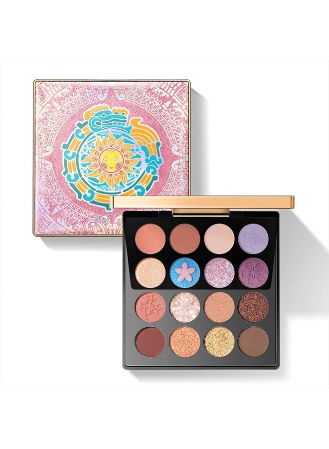 The British Museum Egypt Collection Eyeshadow Shimmer Matte Glitter 16 Colors Eyeshadow Palette (#08CHERRY BLOSSOMS)